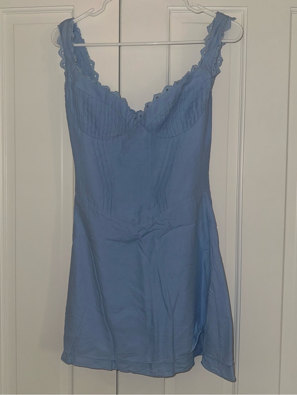 HOUSE OF CB 'Tilly' Blue Pin Tuck Mini Dress/ Size Small /$239 - Picture 7 of 9
